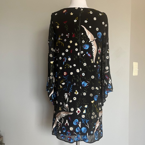 ALICE OLIVIA Eleonora Poet Flare Embroidered Birds Floral Cocktail Tunic Dress S - Picture 13 of 16